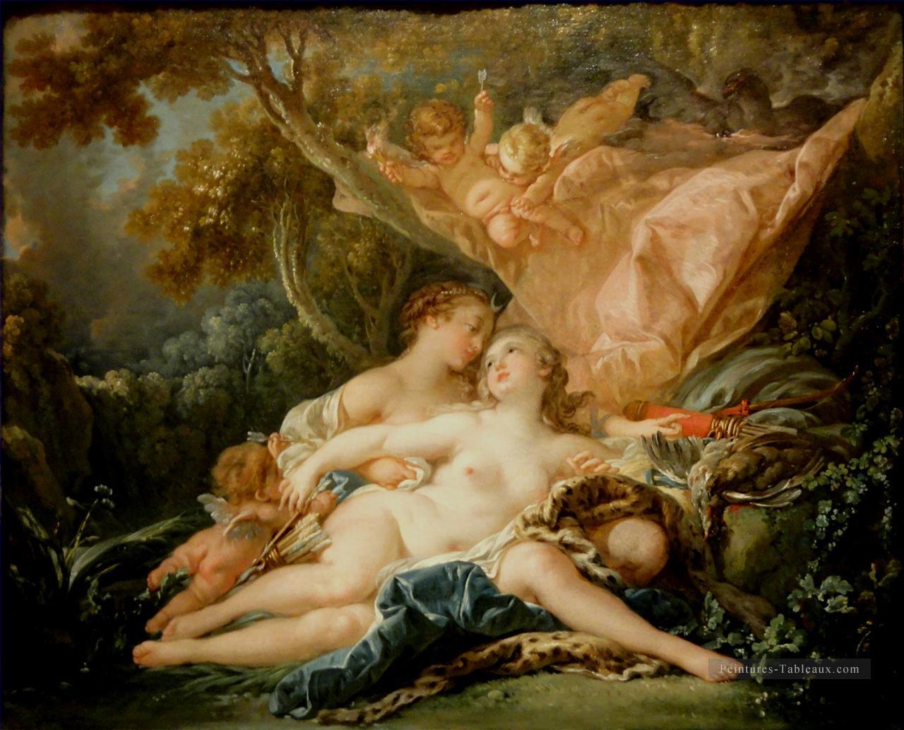Jupiter sous les traits de Diana François Boucher Nu classique Peintures à l'huile